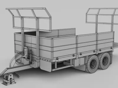 6 Agricultural Trailer Low-poly 3D model
