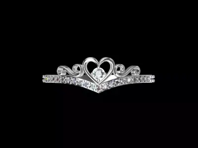 Heart Tiara Crown Ring 3D print model