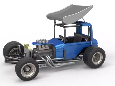 Vintage Winged Supermodified stock car Version 2 Scale 1 to 25 3D print model