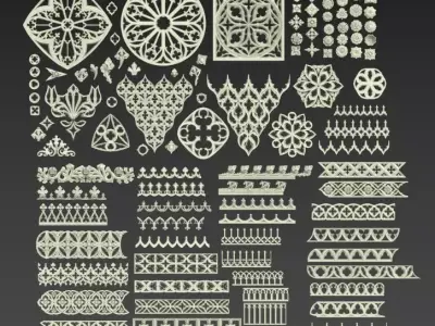 Medieval Gothic Ornaments pack  3D model