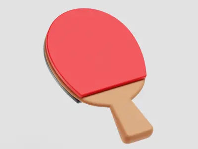 Table Tennis Racket and Ball Low-poly 3D model