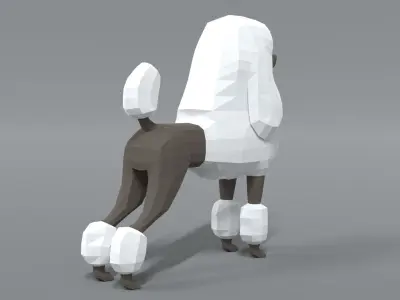 Low Poly Cartoon Standard Poodle Dog Low-poly 3D model