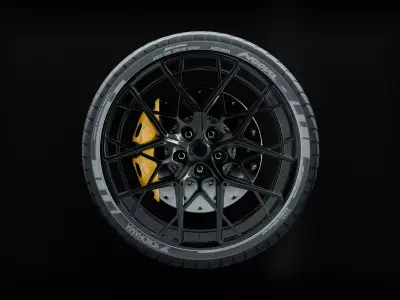 Car Wheel with Brake Caliper 3D model