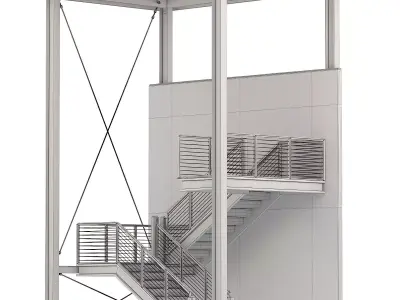 Snowy Factory Staircase 3D model