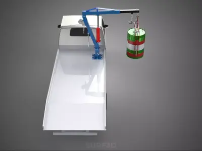 JACK HYDRAULIC CRANE HAND CRANK WINCH JIB DRUM TRUCK PICKUP CAR 3D model