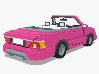 Voxel Convertible Car Barbie Style Low-poly 3D model