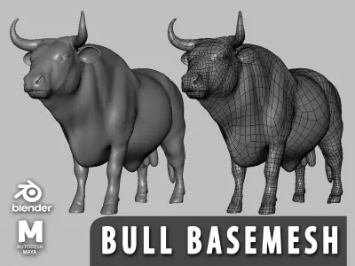 Bull BaseMesh Low-poly 3D model