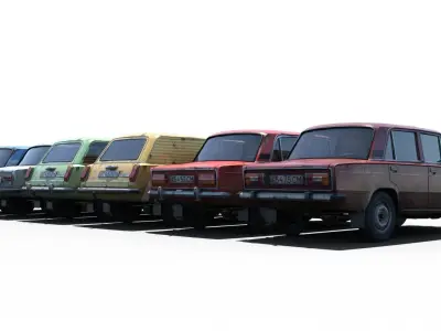 Pack of Ladas Low-poly 3D model