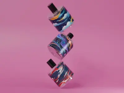 Colorful Designer Transparent Perfume Bottles Low-poly 3D model