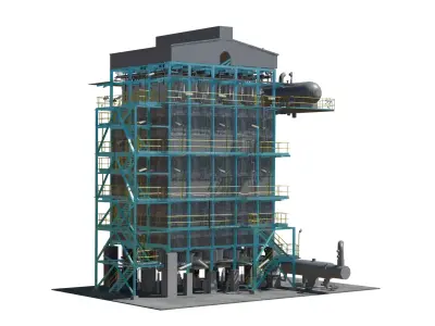 Engineering Model of Reformer Equipment in Oil and Gas Plant 3D model