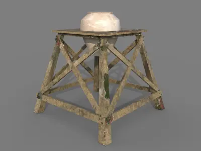 High stool With PBR texture and Low-poly 3D model
