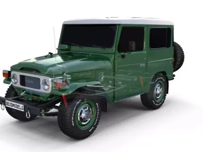 Toyota Land Cruiser FJ 40 with Chassis Green 3D model
