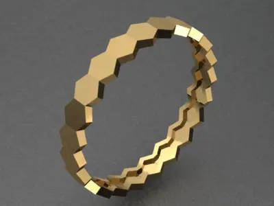 Luxury Hexagon Honeycomb Golden Band Ring 3D print model