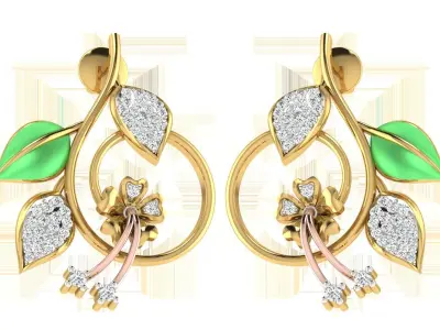 Solitaire Women Drop Earring 3dm STL OBJ FBX Renders Details 3D print model shop