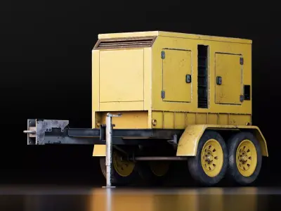 Industrial Diesel Generator Trailer Low-poly 3D model