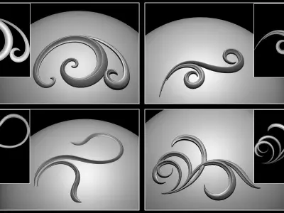 407 Floral Ornament Brushes 4K Alphas and 3D Models- VOL 02 3D model