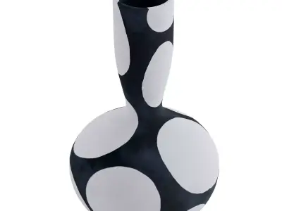 Handmade Black and White Pottery Vase 3D model