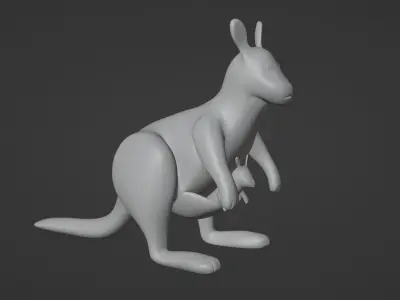 Kangaroo Toy Brown Stuffed 3D model