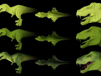 LowPoly Animated T-Rex Low-poly 3D model