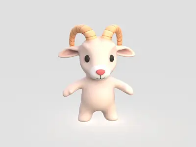 Little animal baby - Goat cute - Animated Low-poly 3D model