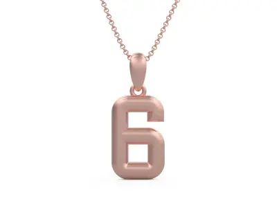 Model 1159 Number 6 Necklace Curved 3D print model