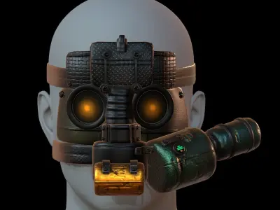 Gas mask helmet 3d model scifi Low-poly  Low-poly 3D model