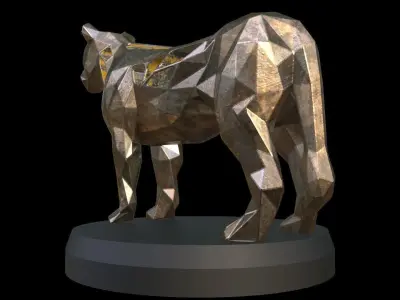 Steampunk Lioness Low-poly 3D model