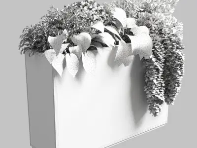 collection outdoor plant 21 concrete old vase bax pot Low-poly 3D model