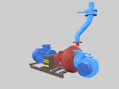 Pump Motor Inlet Outlet Low-poly 3D model