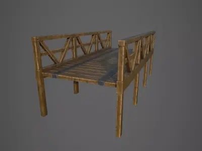 Bridge wooden bench Free low-poly 3D model