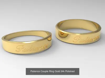 Couple Finger Rings with Fruit of Holy Spirit Gold 3D Model Pack