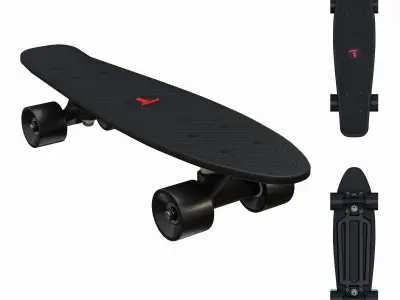 Traxart Skateboard Mini - Purple and Black Low-poly 3D model