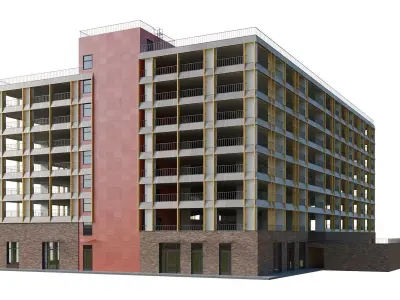 Multistorey car parking building with commercial spaces 3D model