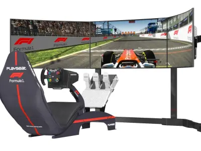 Playseat F1 Racing Simulator Seat with 3 Monitors 3D model