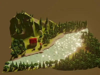 Low Poly Forest  Free 3D model