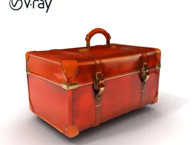 Vintage Leather Suitcase Model Pack Low-poly 3D model