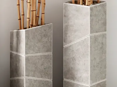 Bamboo vase slice thin branch decor n3 3D model