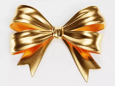 Ribbon Bow V4 - Gold Decorative Gift Wrapping 3D model