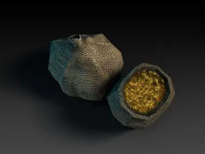 bags of coins Low-poly 3D model