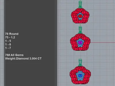 Flower Diamond Pendant Necklace 3D print model