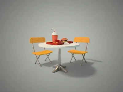 Street Cafe stylized 3D model