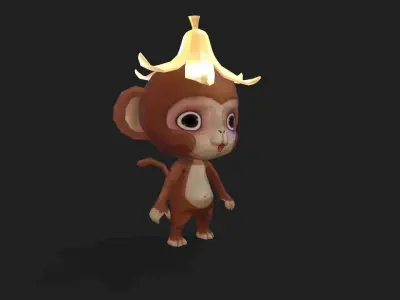 Cute Monkey Full Animation 1177 frames Cute Monkey 3D model