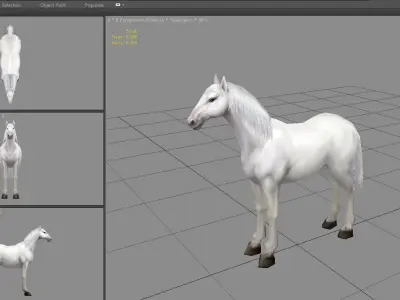 A white horse Low-poly 3D model
