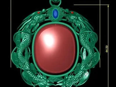 oriental dragon pendant 3D print model