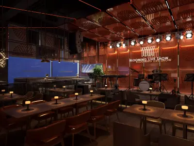 Luxury nightclub bar interior design  3D model