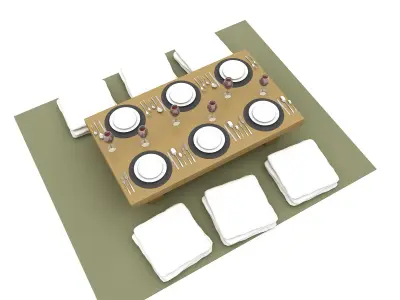 bohem dining tabe 3D model Low-poly 3D model