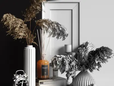 Decorative set with dry plants 2 3D model