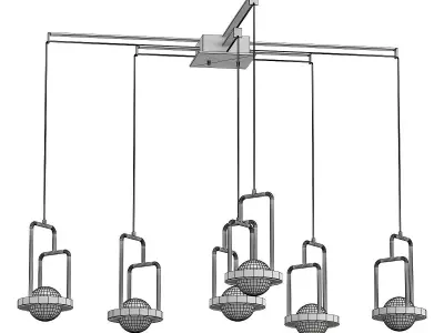 dighton-ch modern pendant light in brass and glass 3D model