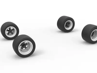 Wheel set of Asphalt Supermodified stock car V2 Scale 1 to 25 3D print model