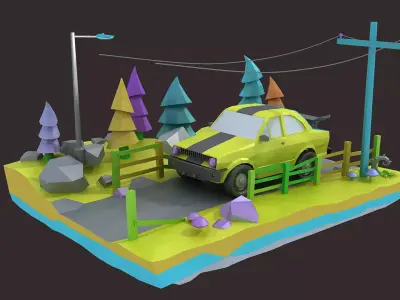 low poly car Cartoon Car collection toon vehicle  sport classic 3D model
